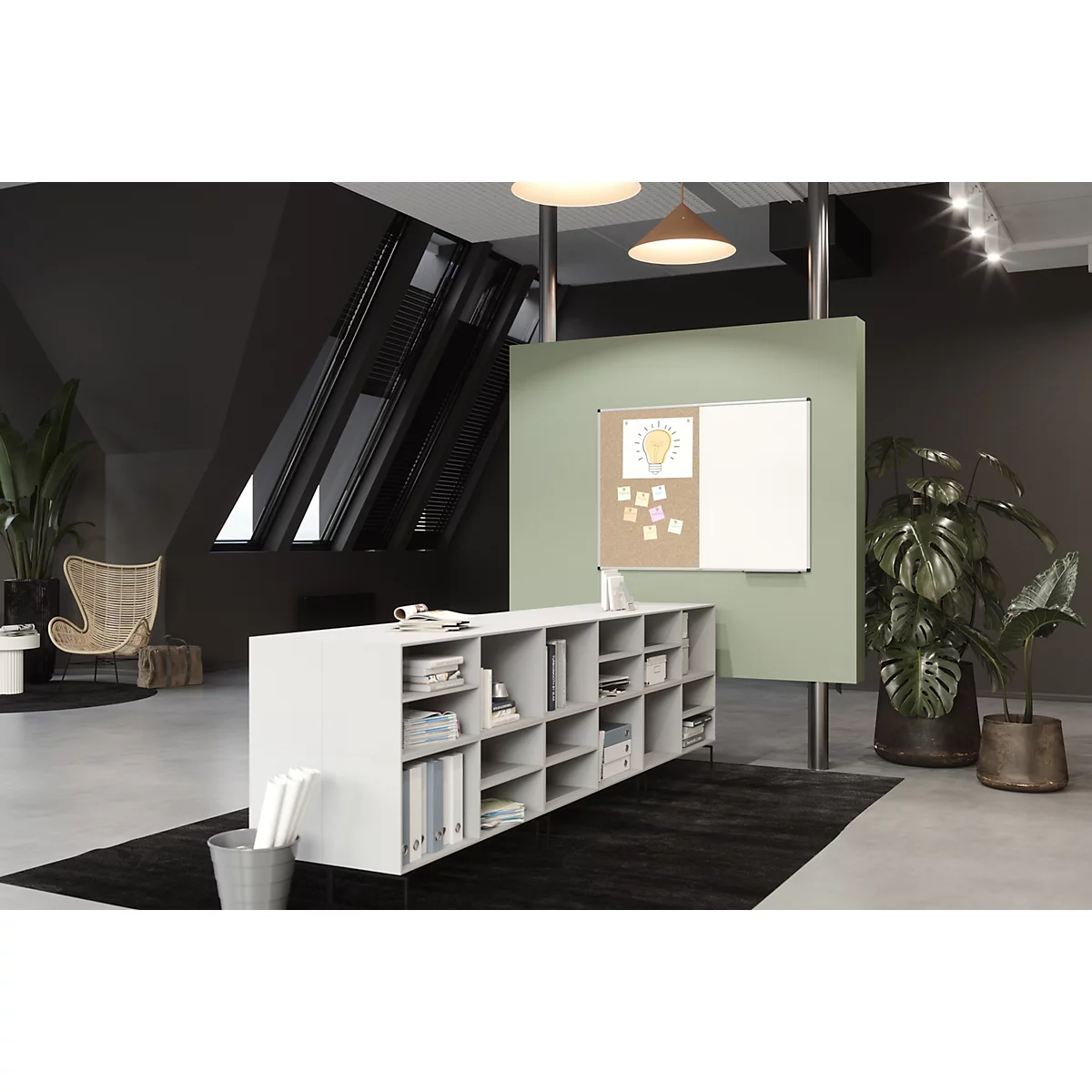 Tableau combiné Legamaster UNITE, tableau d'affichage &amp; tableau blanc, L 1200 x P 12,6 x H 900 mm, acier laqué &amp; liège naturel, blanc &amp; marron